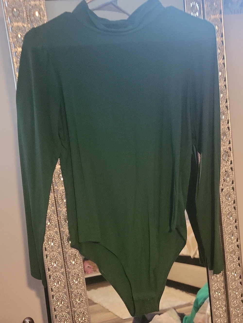 Long-Sleeve Green Bodysuit - Classic Mock Neck